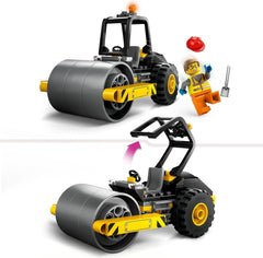LEGO City Road Roller, vehicul de șantier pentru copii de la 5 ani, jucărie cu role cu aburi cu minifigurină de muncitor în construcții, experiență de joacă imaginativă pentru băieți și fete, mic, cadou distractiv 60401 Seturi de constructie Besuche den LEGO-Store