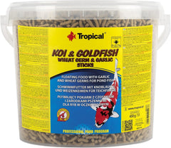 Bețișoare cu germeni de grâu și usturoi KOI&Goldfish 5L / 430g - Hrană pentru pești de iaz pentru hrănirea zilnică a peștilor koi într-o gamă largă de temperaturi de la 8 la 30°C
