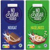 Ciocolată cu nuga, fără zahăr adăugat, fără gluten, 100g și ciocolată cu alune, fără zahăr adăugat, fără gluten, 85g