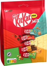 Batoane de ciocolată KitKat Nestlé Mini Mix, cinci arome delicioase, 14 batoane, 1 pachet (1 pungă x 197,4 g)