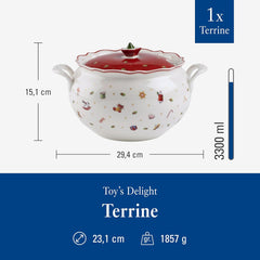 Villeroy & Boch Toy's Delight Terrine, 3 litri, porțelan premium, alb/roșu