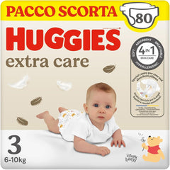 Scutece Huggies Extra Care, mărimea 3 (4-9 kg), 2 pachete de 40 de scutece Mama si Copilul Naty Shop