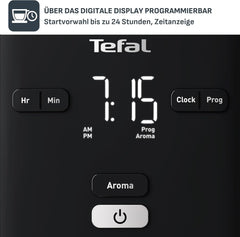 Espressor Tefal Smart'n Light cu temporizator, espressor cu filtru programabil 1,25 l, funcție de aromă pentru o aromă intensă, funcție de menținere la cald, anti-picurare și ușor de curățat, negru