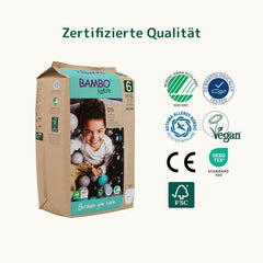 Scutece infantile Bambo Nature, mărimea 6 (15+ kg) - cutie lunară cu 90 bucăți | Scutece infantile cu protecție îmbunătățită împotriva scurgerilor | Confort și libertate maximă pentru copiii activi | Scutece testate dermatologic