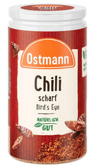 Ostmann Gewürze - Chili scharf Bird´s Eye | Feurige Schärfe für Fleischgerichte und Eintöpfe | 35 g in der Streudose