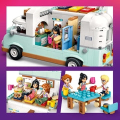 LEGO Friends Caravan, Set de construcție pentru jocuri de rol cu o rulotă de jucărie, Cadou pentru fete cu vârsta de peste 7 ani, Set de joacă creativ cu 3 minifigurine și figurină de animal dihor 42663 Seturi de constructie Besuche den LEGO-Store