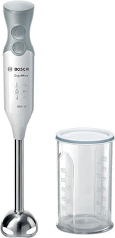 Bosch Stabmixer Ergomixx MSM66110, Edelstahl-Mixfuß, Mix- Und Messbecher, 2 Geschwindigkeitsstufen, Leichtes Gehäuse, 4-Klingen-Messer, Einfache Reinigung, 600 W, Weiß/Grau Bucatarie Naty Shop