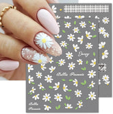 5D în relief alb margarete autocolante unghii flori autocolante unghii flori folie autoadezive autocolante unghii arta autocolante unghii margarete decorare unghii accesorii design flori autocolante unghii arta