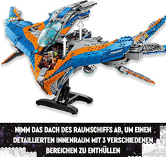 LEGO Marvel Guardians of the Galaxy: The Milano, model construibil de navă spațială cu 4 minifigurine de supereroi, Avengers Flyer pentru aventuri spațiale, cadou pentru băieți și fete 76286 Seturi de constructie Besuche den LEGO-Store