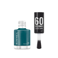 Oja Rimmel 60 Seconds Super Shine, uscare rapidă, culoare vibrantă, de lungă durată, 8 ml, 104 True Blue