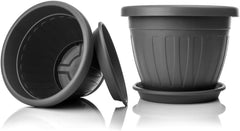 Ghiveci mic cu farfurie - ghiveci de 17 cm cu farfurie | Design practic și ușor | Perfect pentru plante, butași sau lăstari timpurii 17 cm