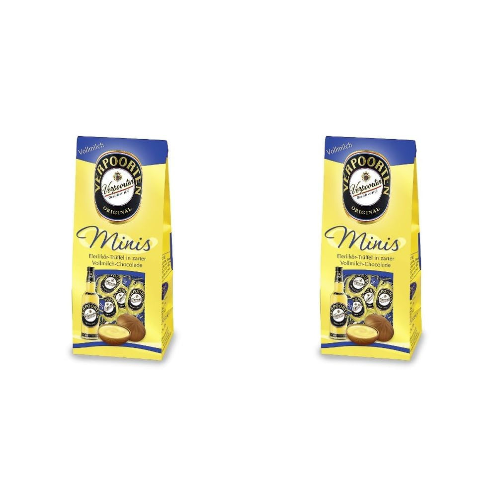 RCP Verpoorten Minis, Trufe cu lichior de ouă, Ciocolată cu lapte alpină, Umplutură lichidă, Conține alcool, Cadou minunat, 110 g (Pachet de 2)