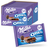 Batoane Milka & OREO – Ciocolată cu lapte alpină cu bucăți crocante de biscuiți OREO în cremă de lapte – 13 x 185g