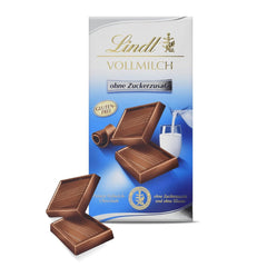 Ciocolată cu lapte Lindt fără zahăr adăugat | Baton 100g | Cea mai fină și fără gluten | Cadou de ciocolată