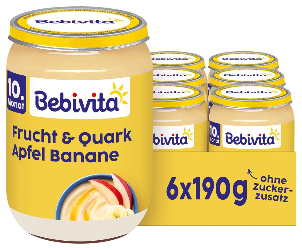 DUO Fructe și Iaurt/Quark Măr-Banană/Quark, 190g pachet de 6 (6x190g)