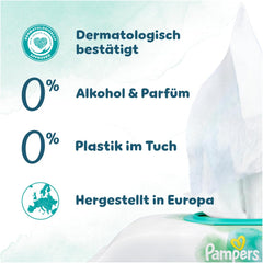 Șervețele umede Pampers Harmony Aqua, 15 pachete a câte 48 de șervețele fiecare - 720 de șervețele în total, ajutând la restabilirea echilibrului natural al pH-ului pielii, loțiune ușoară cu 99% apă
