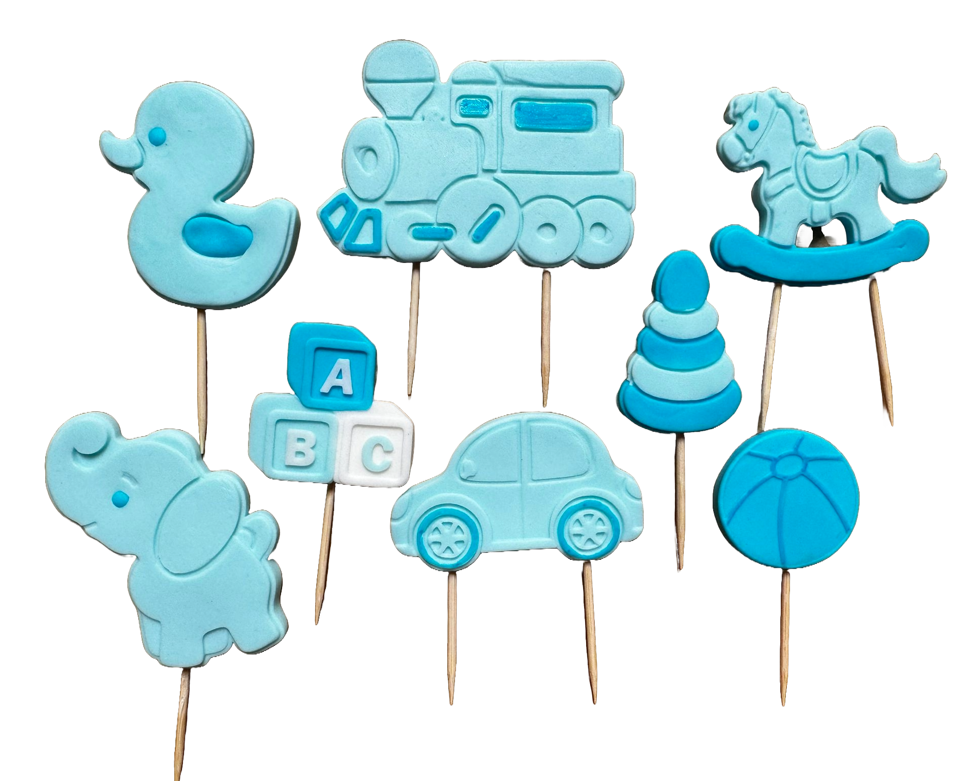 Set 8 decoratiuni comestibile din zahar, Jucarii Decoratiuni din Pasta de Zahar Naty Shop