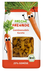Tăiței vegetali organici Freche Freunde „Morcov”, cu 25% conținut de legume, vegani, pachet de 6 (6 x 300 g)