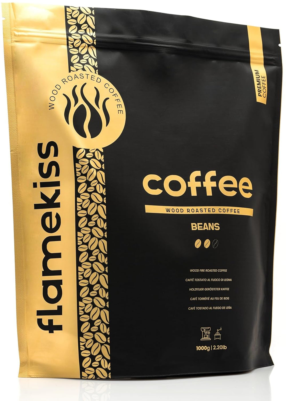 Boabe de cafea 1 kg – Boabe de espresso Arabica și Robusta de înaltă calitate, prăjite manual la foc de lemne, pentru o experiență bogată și aromatică a cafelei din boabe întregi