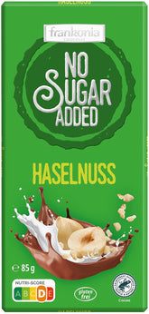 frankonia CIOCOLATĂ FĂRĂ ZAHĂR ADĂUGAT Ciocolată cu alune, fără gluten, 85 g