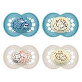 Suzete MAM Original Day & Night Matt | 6-16 luni | Set suzetă | Acceptare 94% | Ajută la prevenirea alinierii dinților nedoriți | Dezvoltat împreună cu dentiști | Silicon SkinSoft | Ursuleț/Vulpe | Pachet de 4