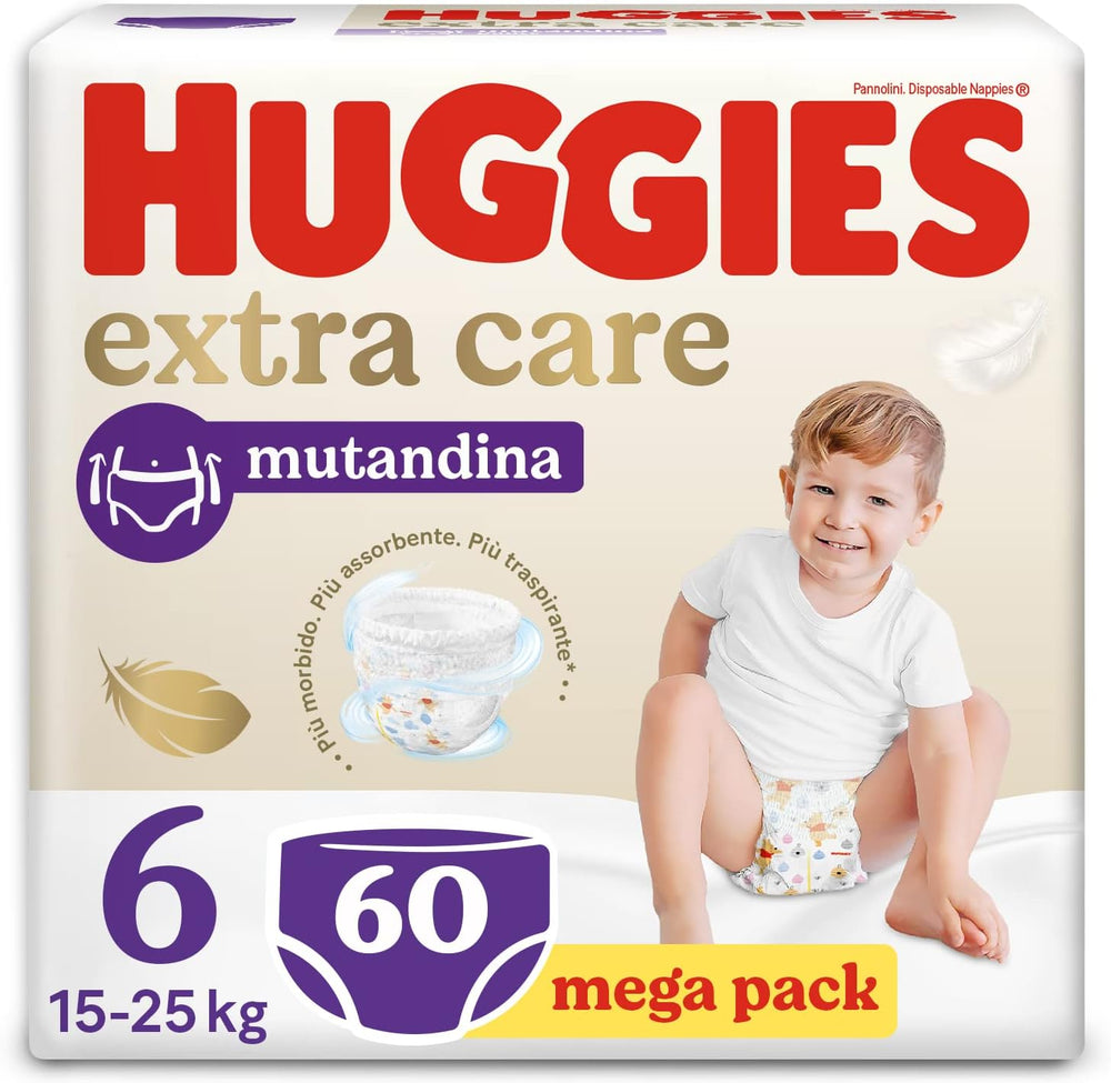 Scutece Huggies Extra Care, mărimea 6, 15-25 kg, 60 bucăți