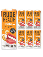 Rude Health 6 x 1 Liter Bio-Cashew-Drink, 100% natürliches Bio-Getränk, glutenfrei, ungesüßt, preisgekrönt, gesund & vegan, 100% recycelbare Verpackung