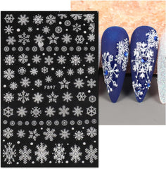 JMEOWIO Nagelsticker Weihnachten Weiß Glitter 8 Blatt Nail Art Sticker Selbstklebend Nagelaufkleber Schneeflocke Winter Holiday Dekoration Nageldesign Zubehör