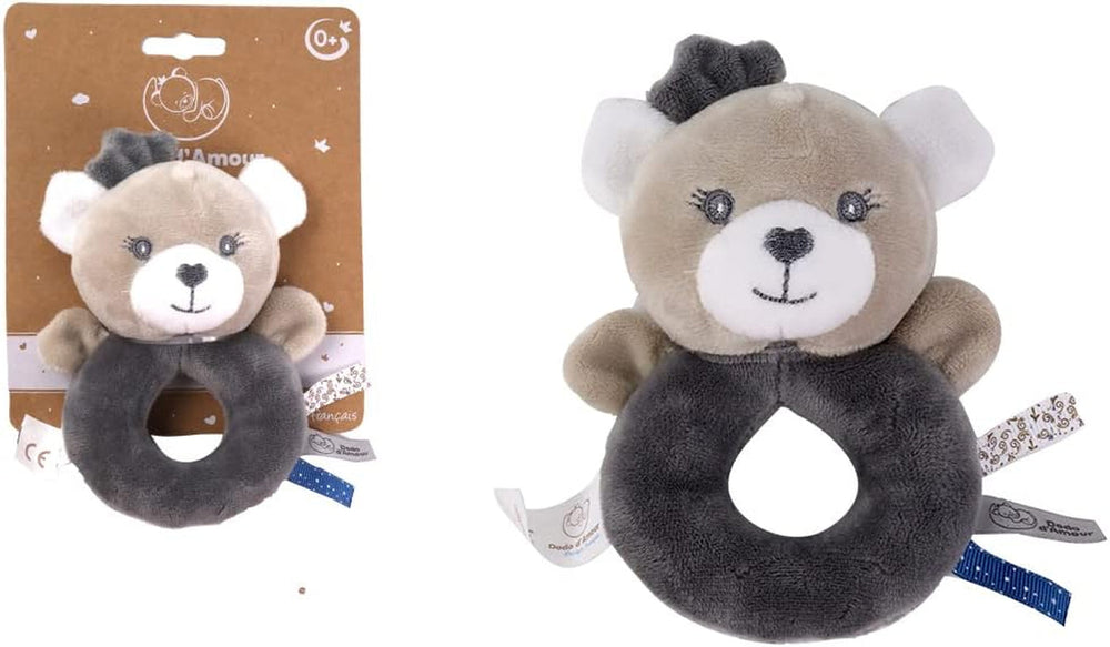 - Jucărie de pluș cu zornăitor - Urs - 012290 - Gri - Fleece - Naștere - Jucărie moale - Bebeluș - Calmant - Soft - Lavabil - 13 cm x 10 cm - De la 0 luni Jucarii Bebe Naty Shop Titlu implicit