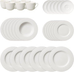 Villeroy & Boch – Twist White Geschirrset 30 Teilig Für 6 Personen, Spülmaschinenfest, Mikrowellensicher, Teller Set, Geschirr, Tafelservice, Kombiservice, Modernes Service Aus Porzellan Seturi vesela masa Naty Shop Geschirr-Set