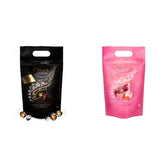 Bile de ciocolată extra neagră Lindt LINDOR și biluțe de ciocolată cu cremă de căpșuni LINDOR | pungă resigilabilă de 1 kg | aprox. 80 de biluțe de ciocolată albă cu cremă de căpșuni