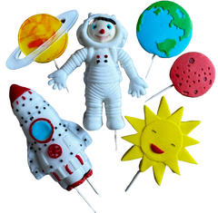 Set 6 decoratiuni comestibile din zahar, Cosmos Decoratiuni din Pasta de Zahar Naty Shop