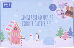 Set de forme pentru biscuiți cu căsuță de turtă dulce de Crăciun, argintii