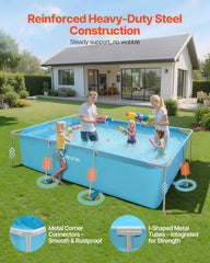 Piscină VEVOR Frame, piscină supraterană, 3000x2000x762 mm, piscină cu cadru din oțel, piscină dreptunghiulară cu cadru din oțel, piscină cu cadru pentru grădină, piscină de grădină cu o capacitate de apă de 3960 L, pentru 4-5 persoane, albastră