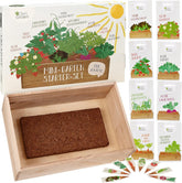 Kit de cultivare a semințelor cu cutie de lemn și 8 varietăți de semințe de plante: Kit de cultivare pentru copii cu semințe de legume, căpșuni și plante aromatice – Kit de început pentru mini seră și mini grădină de la OwnGrown