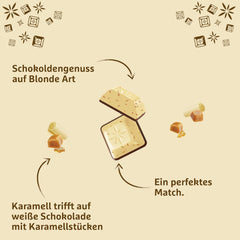 Schogetten Blonde Caramel | Caramel cu ciocolată albă și bucăți de caramel | Tabletă de ciocolată 100g | Porționat convenabil