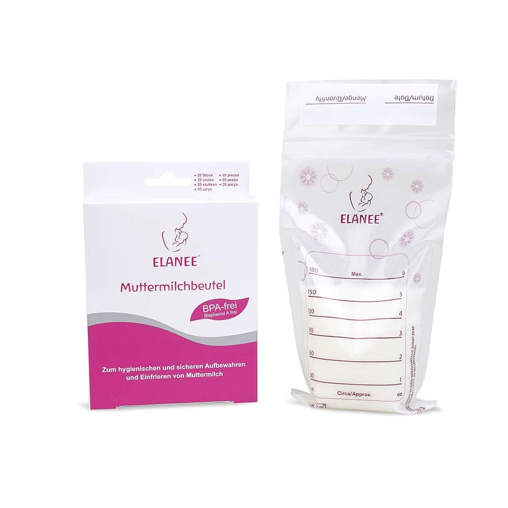 Pungi pentru lapte matern ELANEE, cu aromă neutră și pre-sterilizate Accesorii Hrana si Alaptare Bebe Naty Shop 20 de bucăți (1 pachet) Fără stativ