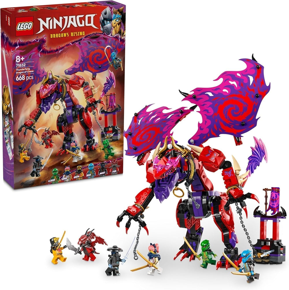LEGO NINJAGO Chaos Dragon Thundertooth - Jucărie cu 6 minifigurine Ninja - Set de construcție pentru jocuri de rol pentru băieți și fete cu vârsta peste 8 ani - Cadouri pentru fanii serialului TV Rise of the Dragons 71832 Seturi de constructie Besuche den LEGO-Store Titlu implicit