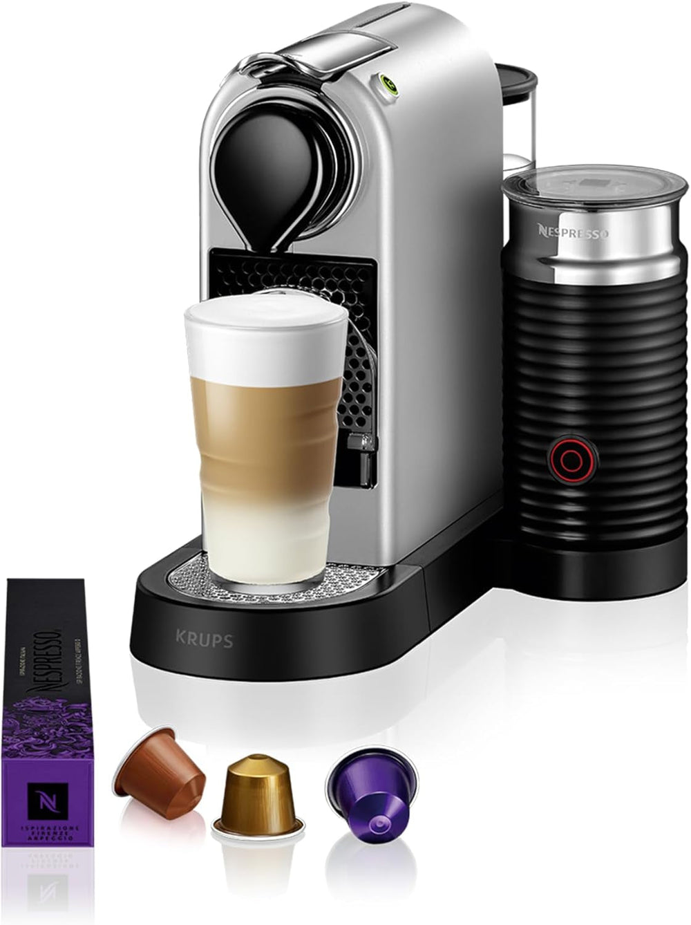 Espressor cu capsule Nespresso XN761B Citiz&Milk | Mod standby automat | 1260 wați | Capacitate rezervor apă: 1 l | Presiune pompă: 19 bar | Argintiu