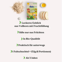 Alete Plăcinte Feliate Organice cu Cereale Integrale și Măr 6 x 22 g