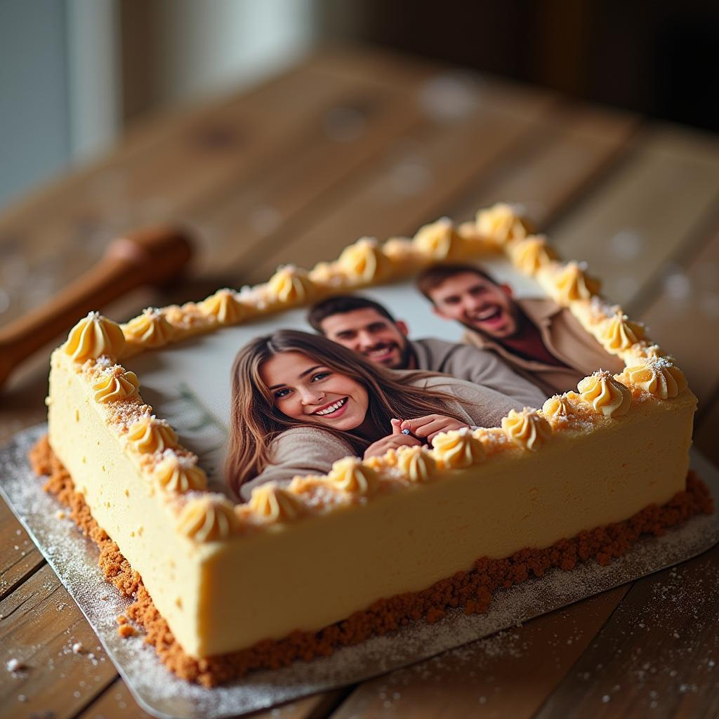 Imagine comestibila personalizata Decoratiuni din Pasta de Zahar Naty Shop Vafa (foaie napolitana) + Gel Neutru Dreptunghiulara