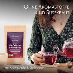 Ceai natural din fructe BIO vrac, fără arome, delicat și natural, cu fructe de cătină, fructe de soc și fructe de aronia, 200 g