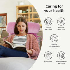 Pernă de citit XL pentru pat și canapea cu rolă detașabilă pentru gât, pernă ideală pentru spate pentru adulți cu spumă cu memorie pentru citit confortabil, lucru, joacă, vizionat la televizor, relaxare (roz)