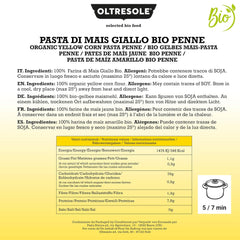 Paste di Mais Giallo Biologica Italiana Gluten Free, Formato Penne - pasta senza glutine, 100% farina di mais giallo organic, vegan, confezione da 3 pacchi da 350 g