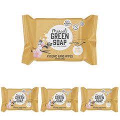Șervețele umede igienice pentru mâini Marcel's Green Soap, pachet de 60 - Vanilie și floare de cireș - Pe bază de plante - Ecologice