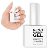 Gel de întărire Builder 5 în 1 15 ml, Gel de întărire pentru unghii, Gel de întărire pentru unghii, Ojă UV/LED pentru extensii de unghii, Extensii, Nail Art, Autocolante, Gel de întărire pentru unghii cu gel (Alb)