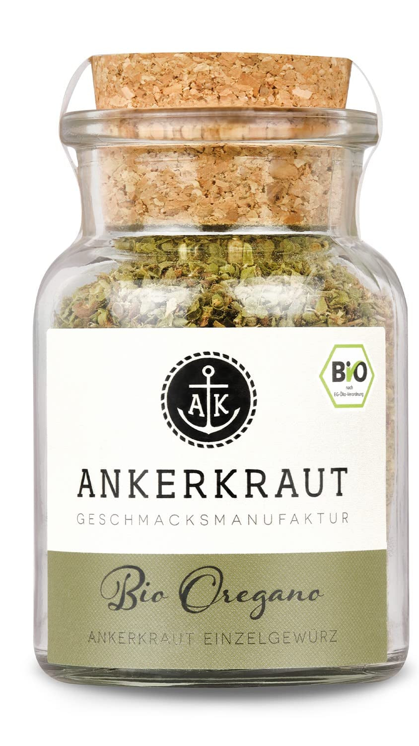Ankerkraut BIO Oregano, gerebeltes Küchen-Kraut, 15 g im Korkenglas, Bio-Qualität zum selber Würzen, Gewürz mediterrane Küche für Pizza & Pasta