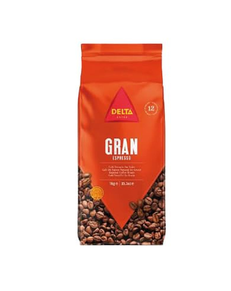 Cafea Delta Gran Expresso 80/20 – Boabe întregi 1 kg – Amestec de espresso intens de 80% natural și 20% Torrefacto