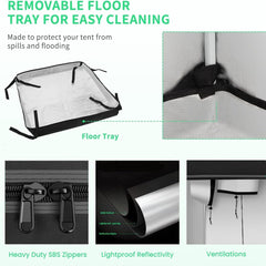 Cort de creștere 80x80x180 cm, cort de creștere cu tavă de bază detașabilă și impermeabilă, dimensiune ideală pentru hidroponie, de