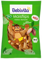 Flip-uri organice cu cacao și banană (7 x 30g), fără zahăr adăugat, fără gluten, ideale pentru gustări și la pachet